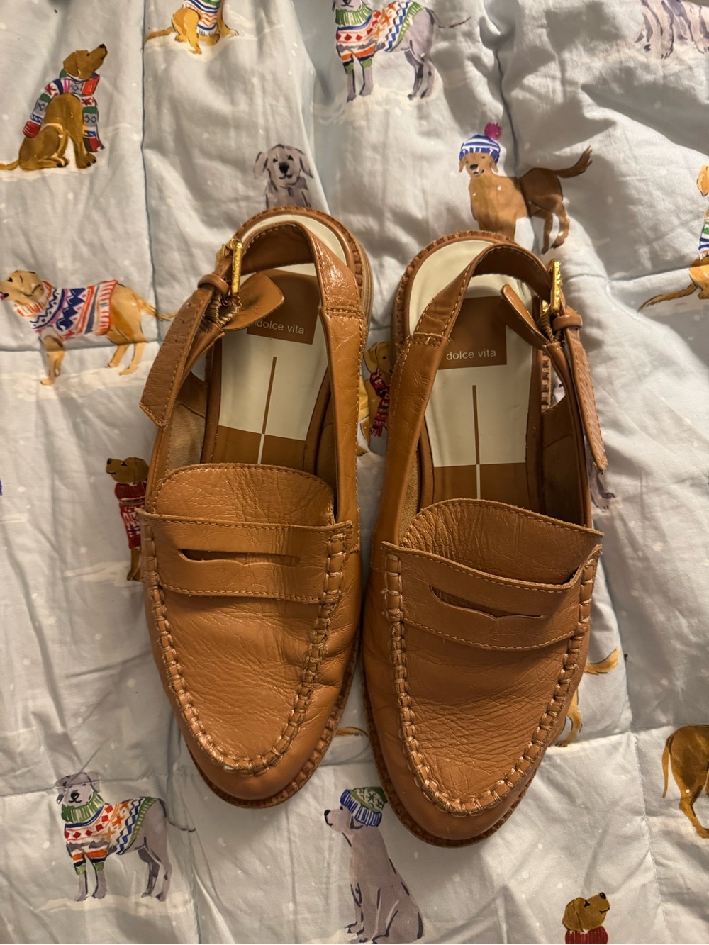 Dolce Vita Tan Leather Slingback Loafers